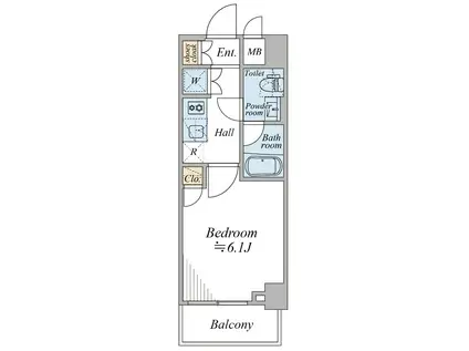 プレール・ドゥーク銀座イーストIII(1K/9階)の間取り写真