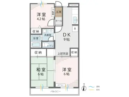 サン・グリーンコーポ(3DK/2階)の間取り写真