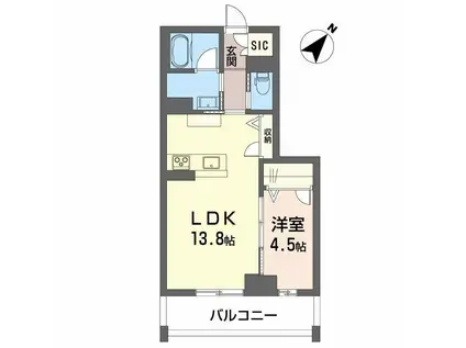 CLASSEUM連坊II(1LDK/2階)の間取り写真