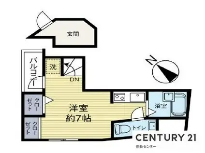 ガーデンズ代々木上原(ワンルーム/3階)の間取り写真