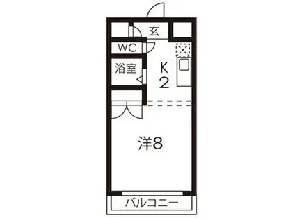 オークヒルズ円庄II(1K/3階)の間取り写真