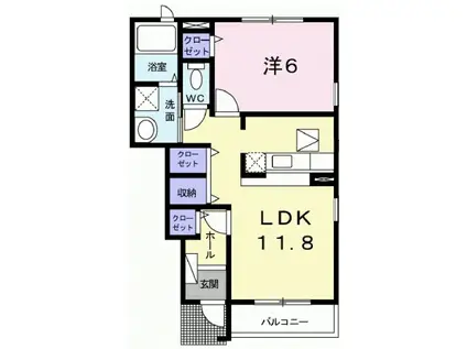 サニーヒル(1LDK/1階)の間取り写真