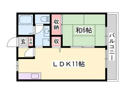 コスモハイツ(1LDK/2階)の間取り写真