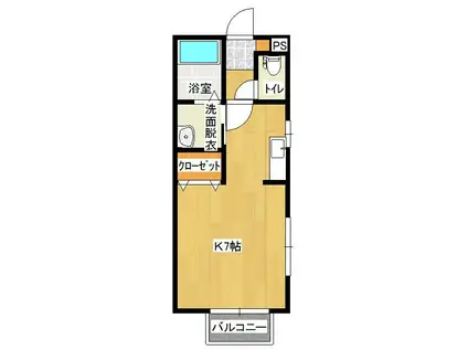 メゾン・ソレイユII(1K/1階)の間取り写真