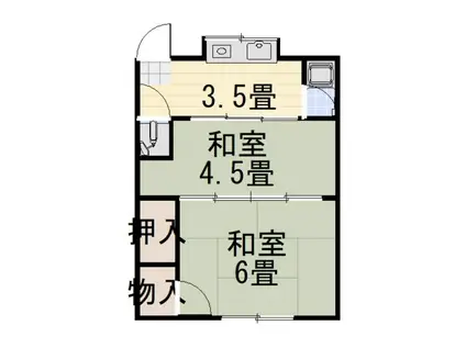 本町ハウス(2K/2階)の間取り写真