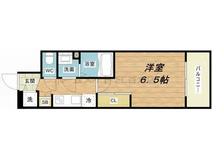 スワンズシティ中之島クロス(1K/4階)の間取り写真