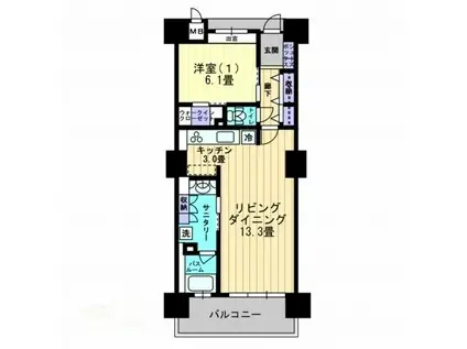 アルファステイツライオン館(1LDK/4階)の間取り写真