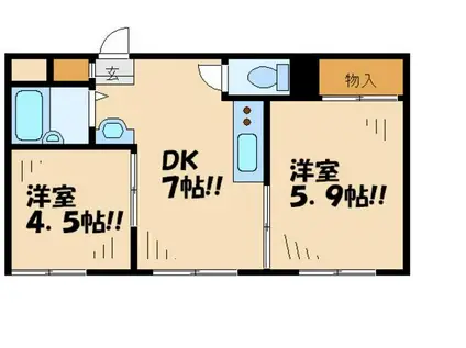 ジェントリーハイツ(2DK/1階)の間取り写真