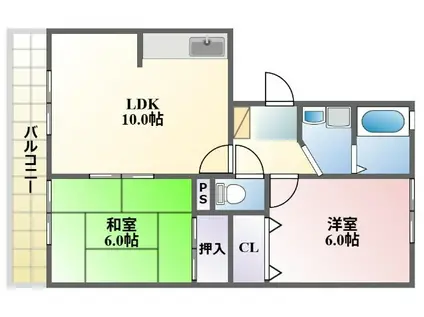 クレール中央(2LDK/1階)の間取り写真