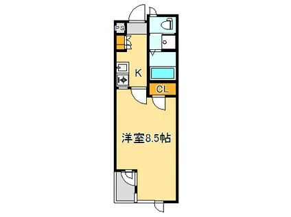 シルフィ(1K/2階)の間取り写真