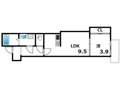 T-SQUARE甲南山手(1LDK/3階)の間取り写真