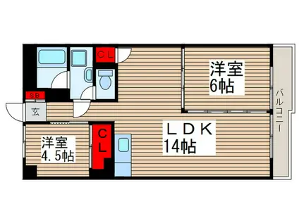 日暮ビル(2LDK/2階)の間取り写真