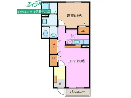 トワニ-・K I棟(1LDK/1階)の間取り写真