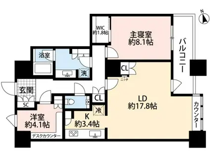 芝浦アイランド グローヴタワー(2LDK/31階)の間取り写真