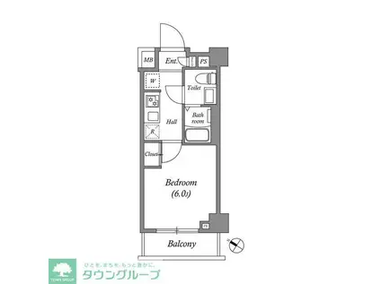 GENOVIA南行徳SKYGARDEN(1K/4階)の間取り写真