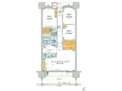 ヴェルディ沖野上パークテラスII(3LDK/4階)の間取り写真