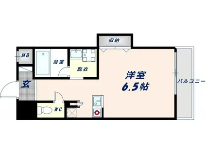 グラン・エトワール・ドゥ(ワンルーム/2階)の間取り写真