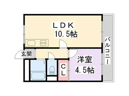 メゾンAKINAI香里(1LDK/1階)の間取り写真