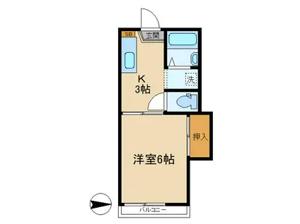 フォーブル奥沢(1K/2階)の間取り写真