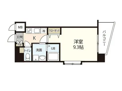 BONHEUR平和大通(1K/7階)の間取り写真