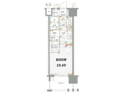 ウェルブライト博多(1K/2階)の間取り写真