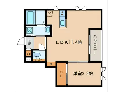 プレステージ大橋(1LDK/2階)の間取り写真