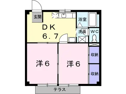 シャトレー中井(2DK/1階)の間取り写真
