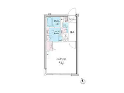 デュオメゾン自由が丘(1K/4階)の間取り写真