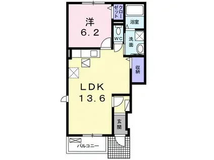 プランドール・ソフィアII(1LDK/1階)の間取り写真