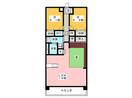 ルネス石津(3LDK/2階)の間取り写真