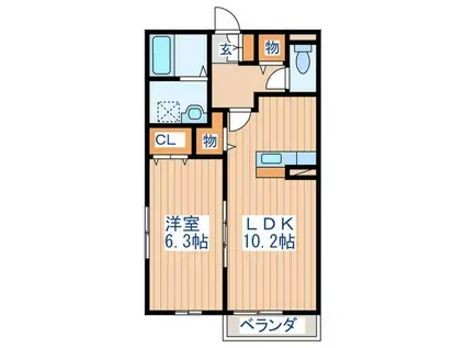 グランヴェルジェ(1LDK/1階)の間取り写真