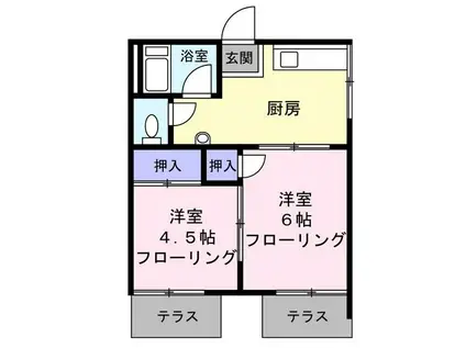 第1葉山コーポB(2K/2階)の間取り写真