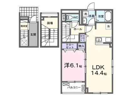クラール島野(1LDK/3階)の間取り写真