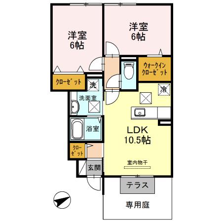 カーサM(2LDK/1階)の間取り写真