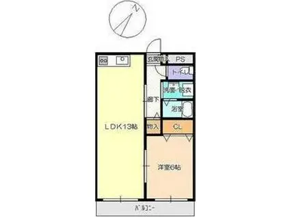 サンハイツタツノ(1LDK/1階)の間取り写真