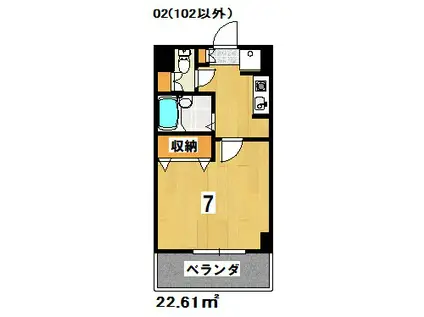メゾンブリアン(1K/3階)の間取り写真