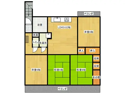 松野ビル(4LDK/3階)の間取り写真