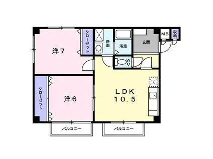 アネックス久我ノ杜(2LDK/2階)の間取り写真