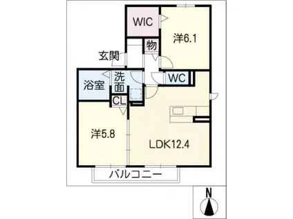 グランドステージ春木台(2LDK/1階)の間取り写真