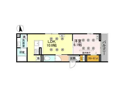 ノーブルラフィネ上木崎(1LDK/2階)の間取り写真