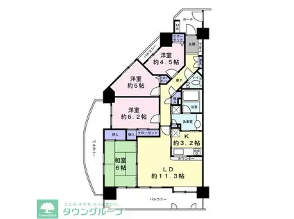 ユアコート川越(4LDK/6階)の間取り写真