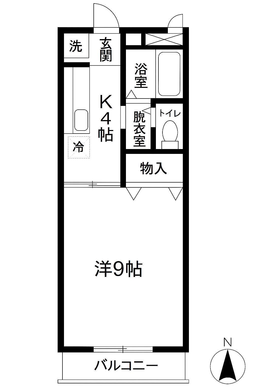 すとりーむ浜尻A(1K/2階)の間取り写真