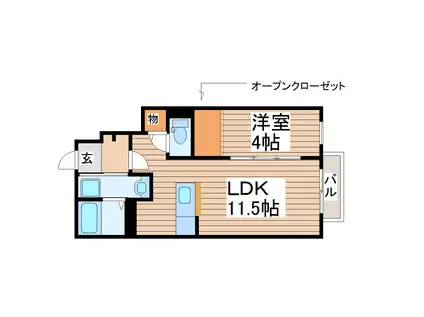 アステラス八乙女(1LDK/1階)の間取り写真