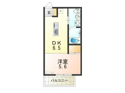 ステイザ パークフロント津久野(1DK/2階)の間取り写真