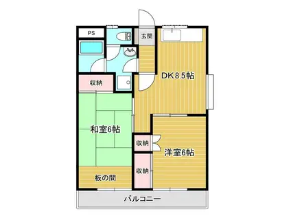 ジュンハイツII(2LDK/1階)の間取り写真