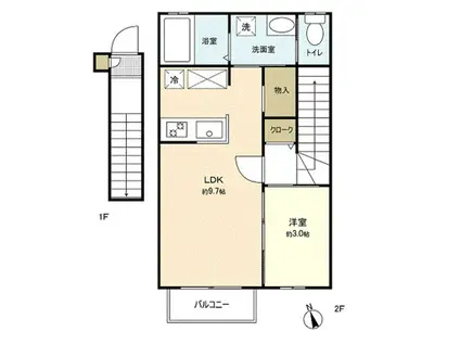 デザインメゾン石名坂(1LDK/2階)の間取り写真