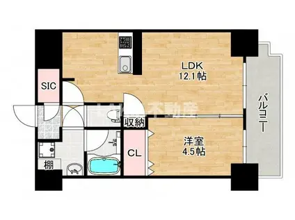 スプランディッド阿倍野(1LDK/7階)の間取り写真
