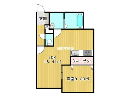 アテレーゼONE西町(1LDK/1階)の間取り写真