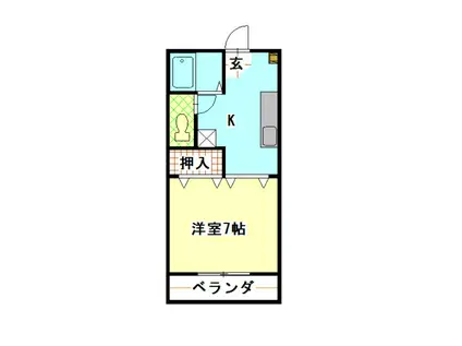 キャッスル2(1K/3階)の間取り写真