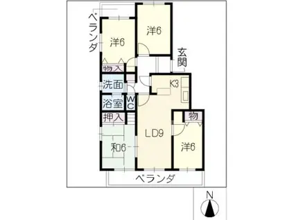 パークサイド庄南 南館(4LDK/4階)の間取り写真